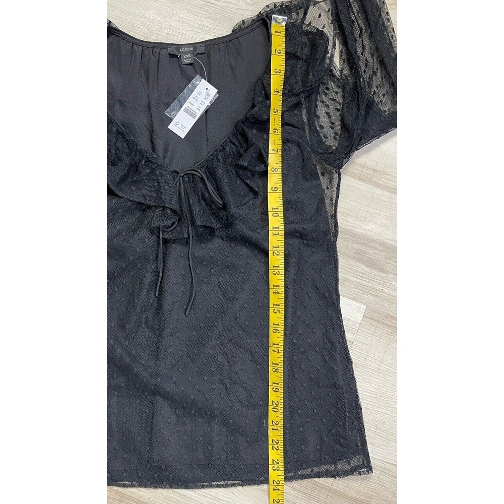 New J . Crew Ruffleneck top in clip dot. Size: XXS - Picture 5 of 7